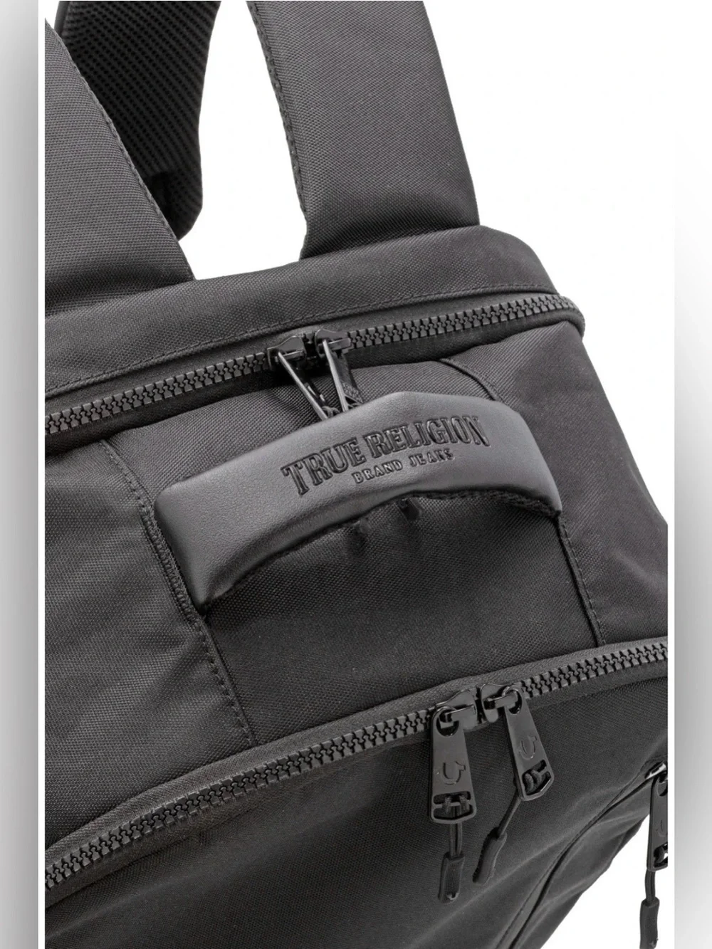 NWT True Religion Hemi Style Black Nylon/Leather Travel Backpack